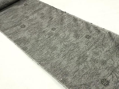 平和屋着物▼結城紬　真綿紬　反物　着尺　籬亀甲草花文　井上商事謹製　証紙付き　逸品　未使用　DABJ0580zy