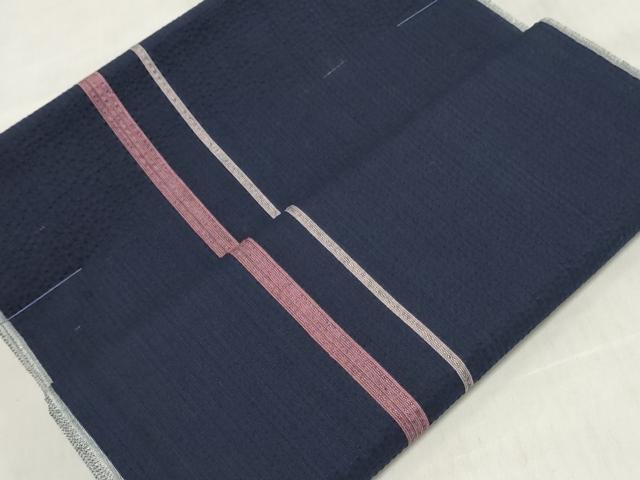 平和屋着物＊夏物　阿波しじら織　浴衣　反物　着尺　正藍染　間道　証紙付き　綿　逸品　未使用　DABJ0620zy