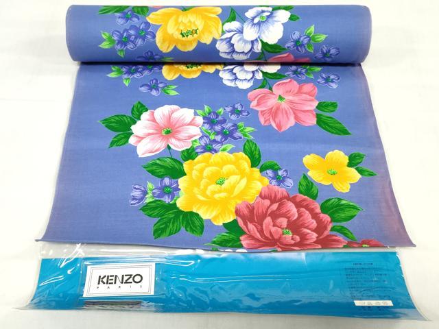 平和屋着物＊夏物　ファッションデザイナー　KENZO KIMONO　高田賢三　浴衣　反物　着尺　舞花文　綿　逸品　未使用　DABJ0621zy