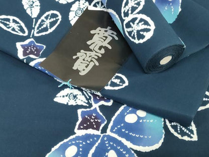 平和屋着物＊夏物　世界的ファッションデザイナー　山本寛斎　kansaiブランド　浴衣　反物　着尺　注染　草花文 綿 逸品 未使用 DABJ0621zy