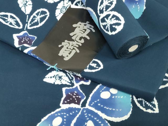 平和屋着物＊夏物　世界的ファッションデザイナー　山本寛斎　kansaiブランド　浴衣　反物　着尺　注染　草花文 綿 逸品 未使用 DABJ0621zy