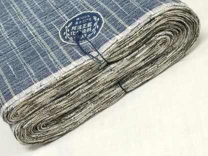 平和屋着物＊夏物　阿波しじら織　浴衣　反物　着尺　正藍染　霞文　証紙付き　綿　逸品　未使用　DABJ0630zy