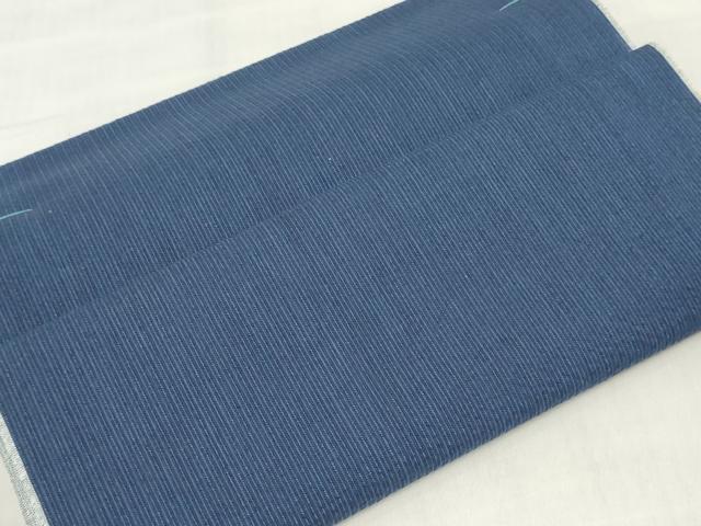平和屋着物＊夏物　阿波しじら織　浴衣　反物　着尺　正藍染　縞　証紙付き　綿　逸品　未使用　DABJ0639zy