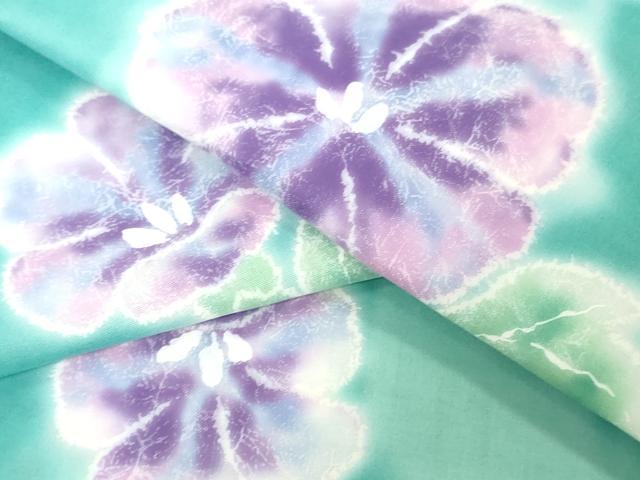 平和屋着物＊夏物　浴衣　反物　着尺　nakano hiromiti　朝顔　クイーンサイズ　 綿　逸品　未使用　DABJ0657zy