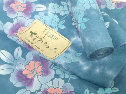 平和屋着物＊夏物　浴衣　反物　着尺　注染　東京小梅染　草花文　 綿　逸品　未使用　DABJ0662zy