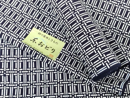 平和屋着物＊夏物　浴衣　男性　反物　着尺　東京本染　幾何学文　綿　逸品　未使用　DABJ0663zy