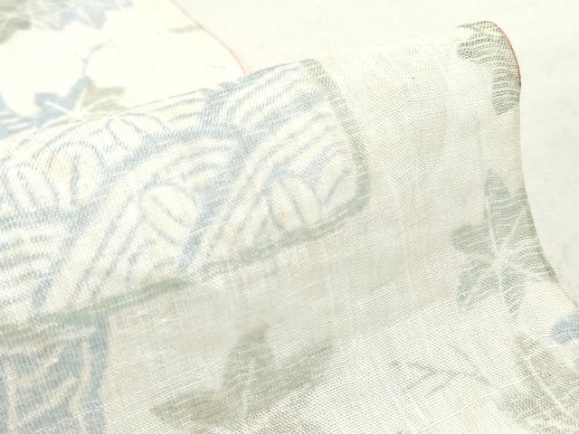 平和屋着物＊夏物　本場小千谷縮　反物　着尺　風景花蝶文　麻　逸品　未使用　DABJ0667zy