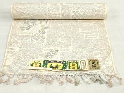 平和屋着物▼紬　反物　着尺　結城紬織　色紙重ね草花文　証紙付き　逸品　未使用　DABJ0681zy