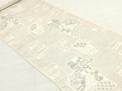 平和屋着物▼紬　反物　着尺　結城紬織　色紙重ね草花文　証紙付き　逸品　未使用　DABJ0681zy