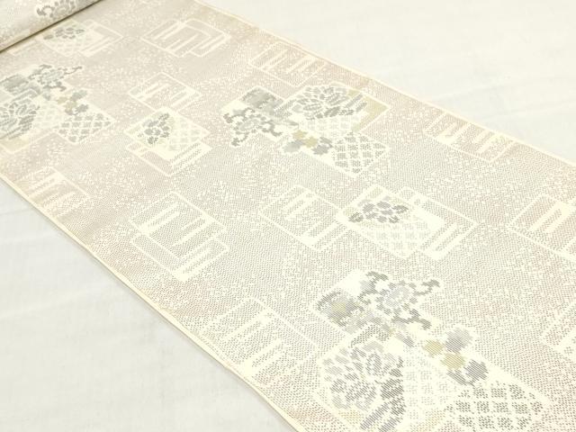 平和屋着物▼紬　反物　着尺　結城紬織　色紙重ね草花文　証紙付き　逸品　未使用　DABJ0681zy