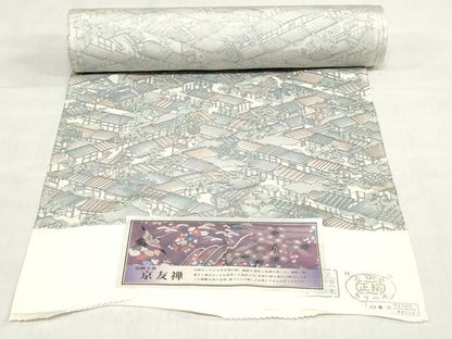 平和屋着物▼小紋　反物　着尺　京友禅　人物風景文　逸品　未使用　DABJ0697zy