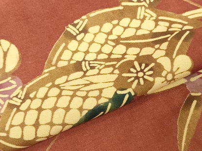 平和屋着物▼小紋　反物　着尺　型染め　籬草花文　逸品　未使用　DABJ0710zy