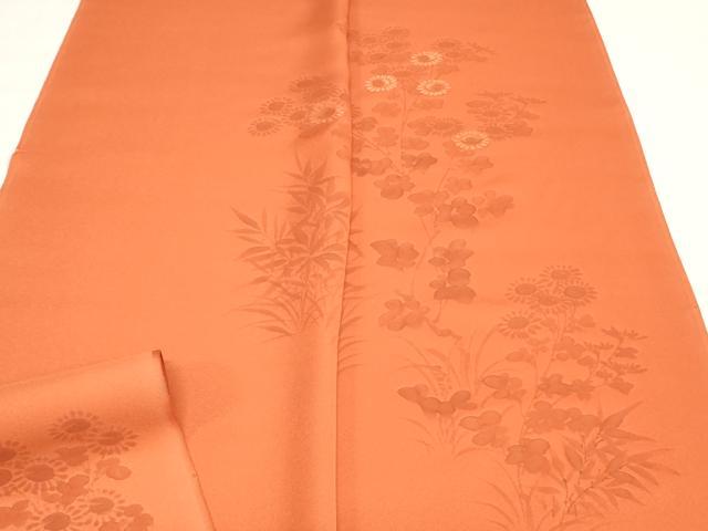 平和屋着物▼付下げ　反物　着尺　色付け前　刺繍　草花文　逸品　未使用　DABJ0713zy