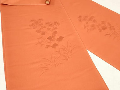 平和屋着物▼付下げ　反物　着尺　色付け前　刺繍　草花文　逸品　未使用　DABJ0713zy