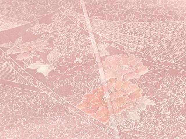 平和屋着物▼付下げ　反物　着尺　草花文　暈し染め　逸品　未使用　DABJ0715zy