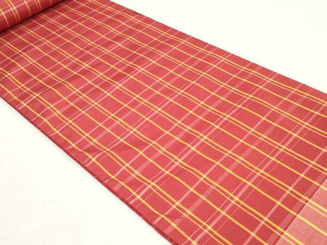平和屋着物▼西陣　紬　反物　着尺　アンサンブル　格子　逸品　未使用　DABJ0748zy