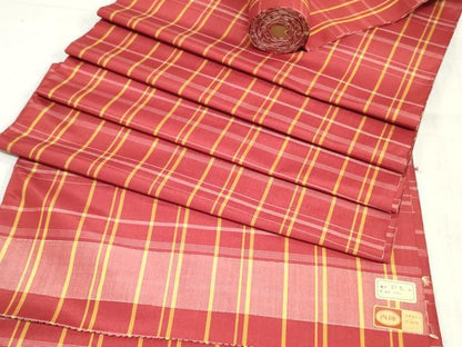 平和屋着物▼西陣　紬　反物　着尺　アンサンブル　格子　逸品　未使用　DABJ0748zy