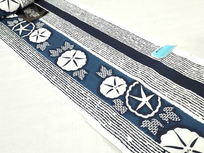 平和屋着物＊夏物 世界的ファッションデザイナー 山本寛斎 kansaiブランド 浴衣 反物 着尺 注染　辨慶染　朝顔 綿 逸品 未使用 DABJ0765zy