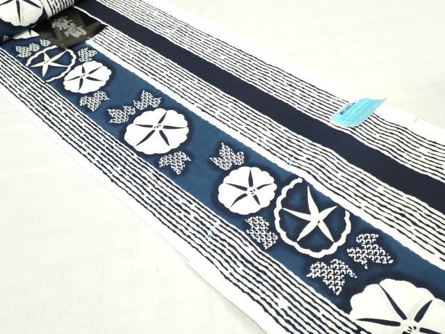 平和屋着物＊夏物 世界的ファッションデザイナー 山本寛斎 kansaiブランド 浴衣 反物 着尺 注染　辨慶染　朝顔 綿 逸品 未使用 DABJ0765zy