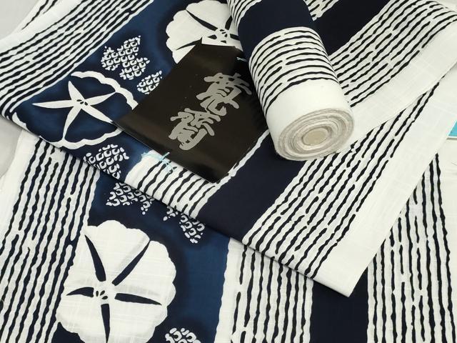 平和屋着物＊夏物 世界的ファッションデザイナー 山本寛斎 kansaiブランド 浴衣 反物 着尺 注染　辨慶染　朝顔 綿 逸品 未使用 DABJ0765zy