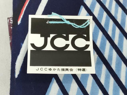 平和屋着物＊夏物 世界的ファッションデザイナー 山本寛斎 kansaiブランド 浴衣 反物 着尺 注染 幾何学文 綿 逸品 未使用 DABJ0767zy