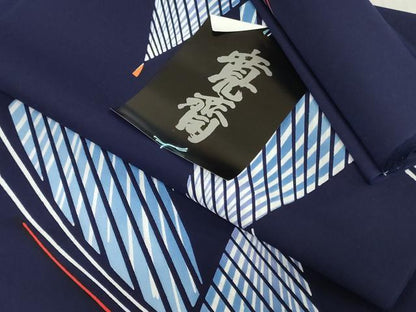 平和屋着物＊夏物 世界的ファッションデザイナー 山本寛斎 kansaiブランド 浴衣 反物 着尺 注染 幾何学文 綿 逸品 未使用 DABJ0767zy