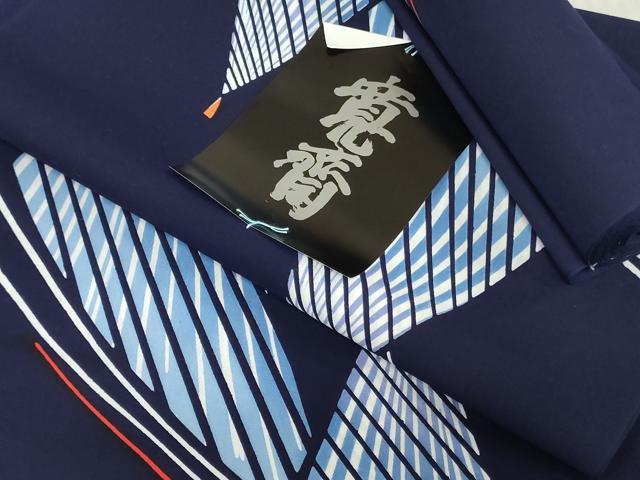 平和屋着物＊夏物 世界的ファッションデザイナー 山本寛斎 kansaiブランド 浴衣 反物 着尺 注染 幾何学文 綿 逸品 未使用 DABJ0767zy