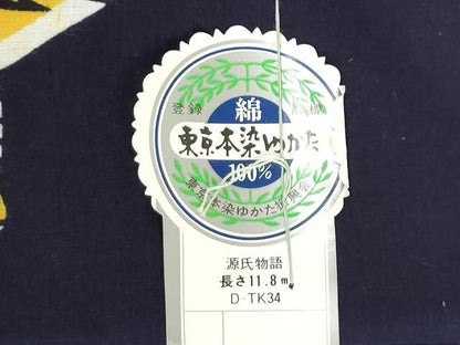平和屋着物＊夏物　浴衣　反物　着尺　注染　東京本染　源氏物語　鴛鴦流水文　綿　 逸品　未使用　DABJ0769zy