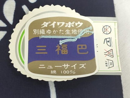 平和屋着物＊夏物　浴衣　反物　着尺　注染　草花文　綿　 逸品　未使用　DABJ0774zy