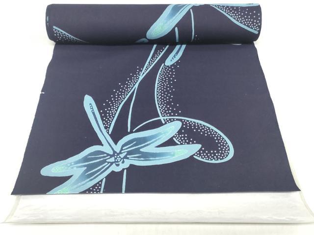 平和屋着物＊夏物　浴衣　反物　着尺　注染　蜻蛉　綿　 逸品　未使用　DABJ0776zy