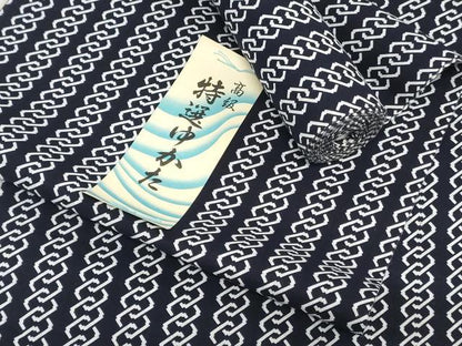 平和屋着物＊夏物　浴衣　反物　着尺　幾何学間道　綿　 逸品　未使用　DABJ0777zy