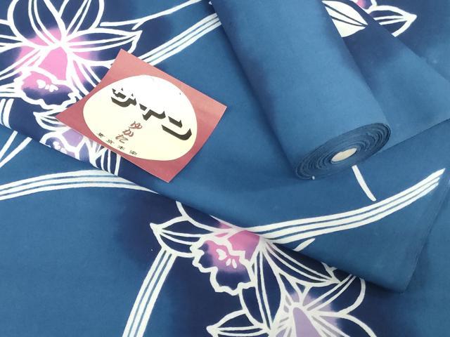平和屋着物＊夏物　浴衣　反物　着尺　注染　東京本染　水仙　スイセン　綿　 逸品　未使用　DABJ0782zy