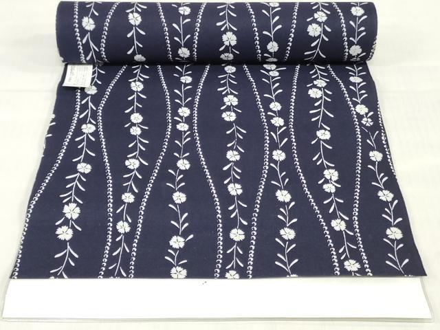 平和屋着物＊夏物　浴衣　反物　着尺　注染　四季の花木染　立涌花文　綿　 逸品　未使用　DABJ0788zy