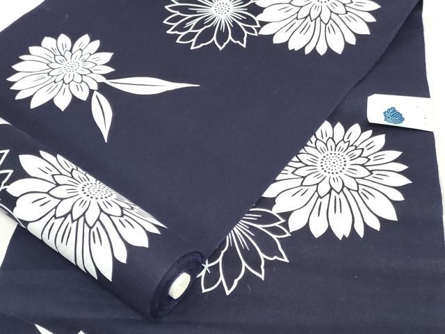 平和屋着物＊夏物　浴衣　反物　着尺　注染　舞花文　綿　 逸品　未使用　DABJ0790zy