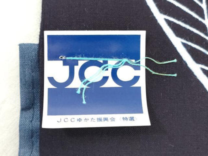 平和屋着物＊夏物　浴衣　反物　着尺　注染　舞葉文　綿　 逸品　未使用　DABJ0791zy