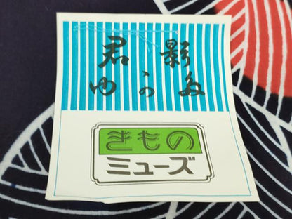 平和屋着物＊夏物　浴衣　反物　着尺　注染　舞葉文　綿　 逸品　未使用　DABJ0791zy
