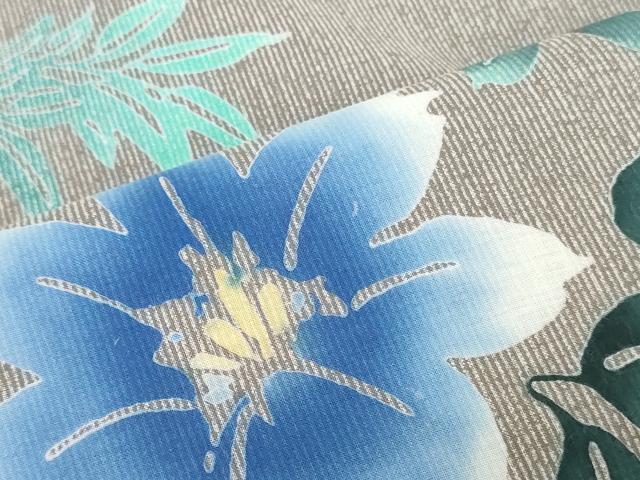 平和屋着物＊夏物　浴衣　反物　着尺　注染　四季の花木染　花籠蝶文　綿　 逸品　未使用　DABJ0795zy