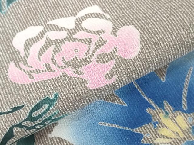 平和屋着物＊夏物　浴衣　反物　着尺　注染　四季の花木染　花籠蝶文　綿　 逸品　未使用　DABJ0795zy