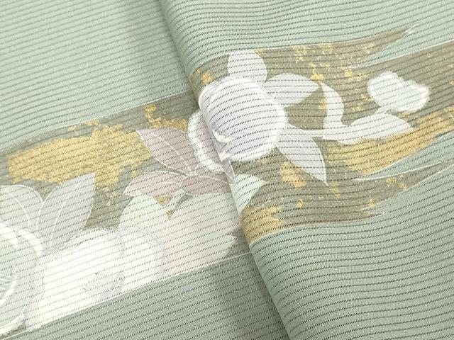平和屋着物＊夏物　付下げ　反物　着尺　絽　横段草花文　金彩　五泉　逸品　未使用　DABJ0802zy