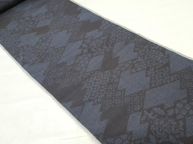 平和屋着物▼結城紬　反物　着尺　松皮菱吉祥文　80亀甲　証紙付き　逸品　未使用　DABJ0820zy