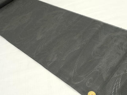平和屋着物＊夏物　西陣　名古屋帯　黒生地　帯反物　地紙草花文　証紙付き　逸品　未使用　DABJ0825zy