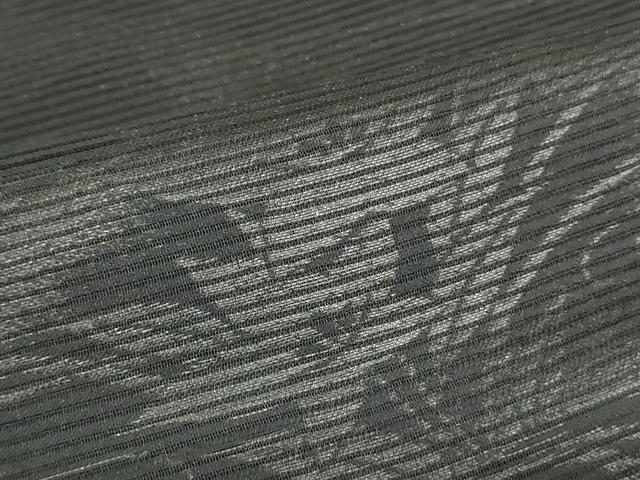 平和屋着物＊夏物　西陣　名古屋帯　黒生地　帯反物　地紙草花文　証紙付き　逸品　未使用　DABJ0825zy