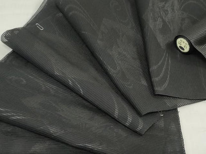 平和屋着物＊夏物　西陣　名古屋帯　黒生地　帯反物　地紙草花文　証紙付き　逸品　未使用　DABJ0825zy