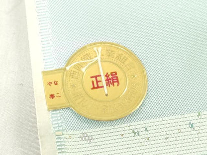 平和屋着物▼西陣　藤林織物謹製　名古屋帯　反物　螺鈿箔　尾長鳥草花文　金銀彩　証紙付き　逸品　未使用　DABJ0827zy