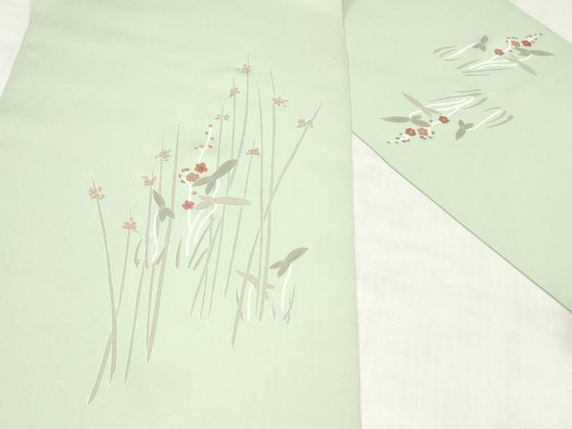 平和屋着物●塩瀬　名古屋帯　帯反物　刺繍　草花文　金彩　逸品　未使用　DABJ0828zy