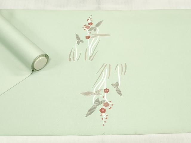 平和屋着物●塩瀬　名古屋帯　帯反物　刺繍　草花文　金彩　逸品　未使用　DABJ0828zy