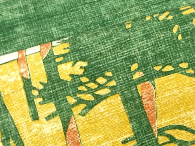 平和屋着物▼名古屋帯　帯反物　紬地　樹林文　逸品　未使用　DABJ0830zy