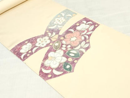平和屋着物●塩瀬　名古屋帯　帯反物　辻が花　銀彩　五泉　逸品　未使用　DABJ0835zy