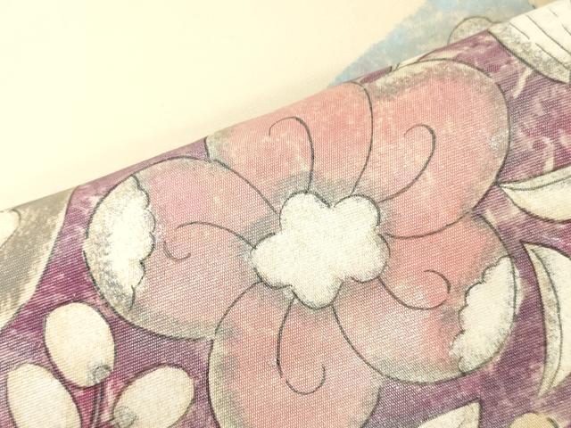 平和屋着物●塩瀬　名古屋帯　帯反物　辻が花　銀彩　五泉　逸品　未使用　DABJ0835zy