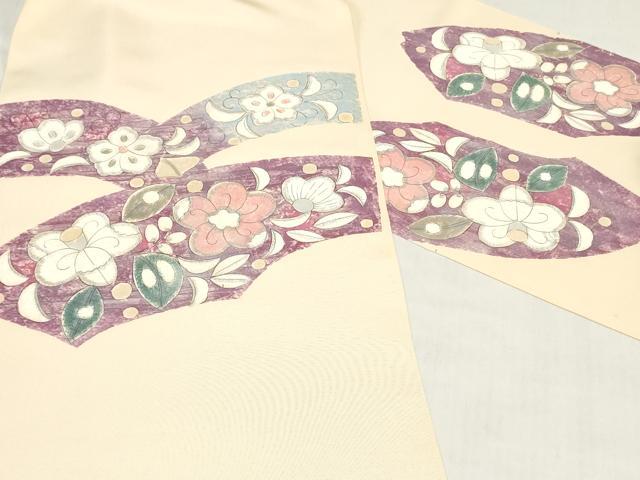 平和屋着物●塩瀬　名古屋帯　帯反物　辻が花　銀彩　五泉　逸品　未使用　DABJ0835zy
